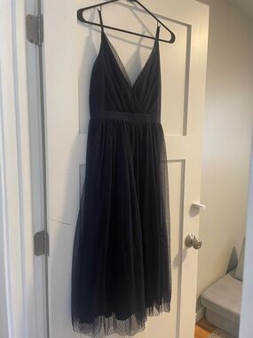 Express Navy Blue Tulle A-Line Midi Dress